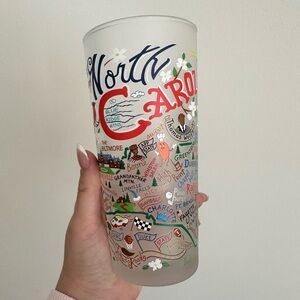 Frosted North Carolina Illustrated Glass Tumbler - Multicolor Artwork